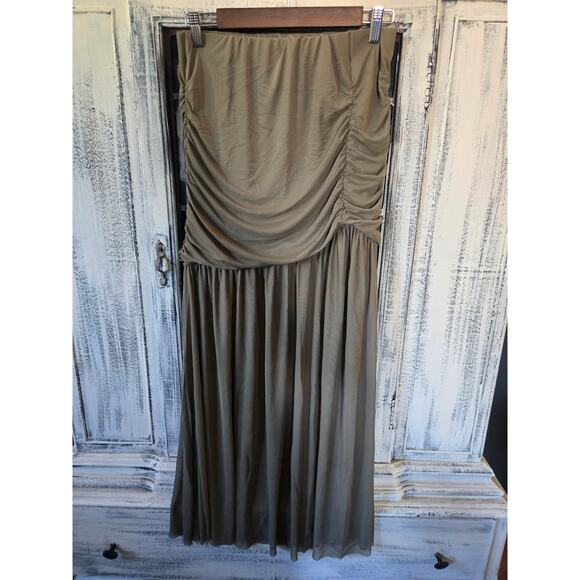 NWT Anthropologie Gestuz MessiGZ Mesh Taupe Maxi Skirt - Large - Picture 5 of 5